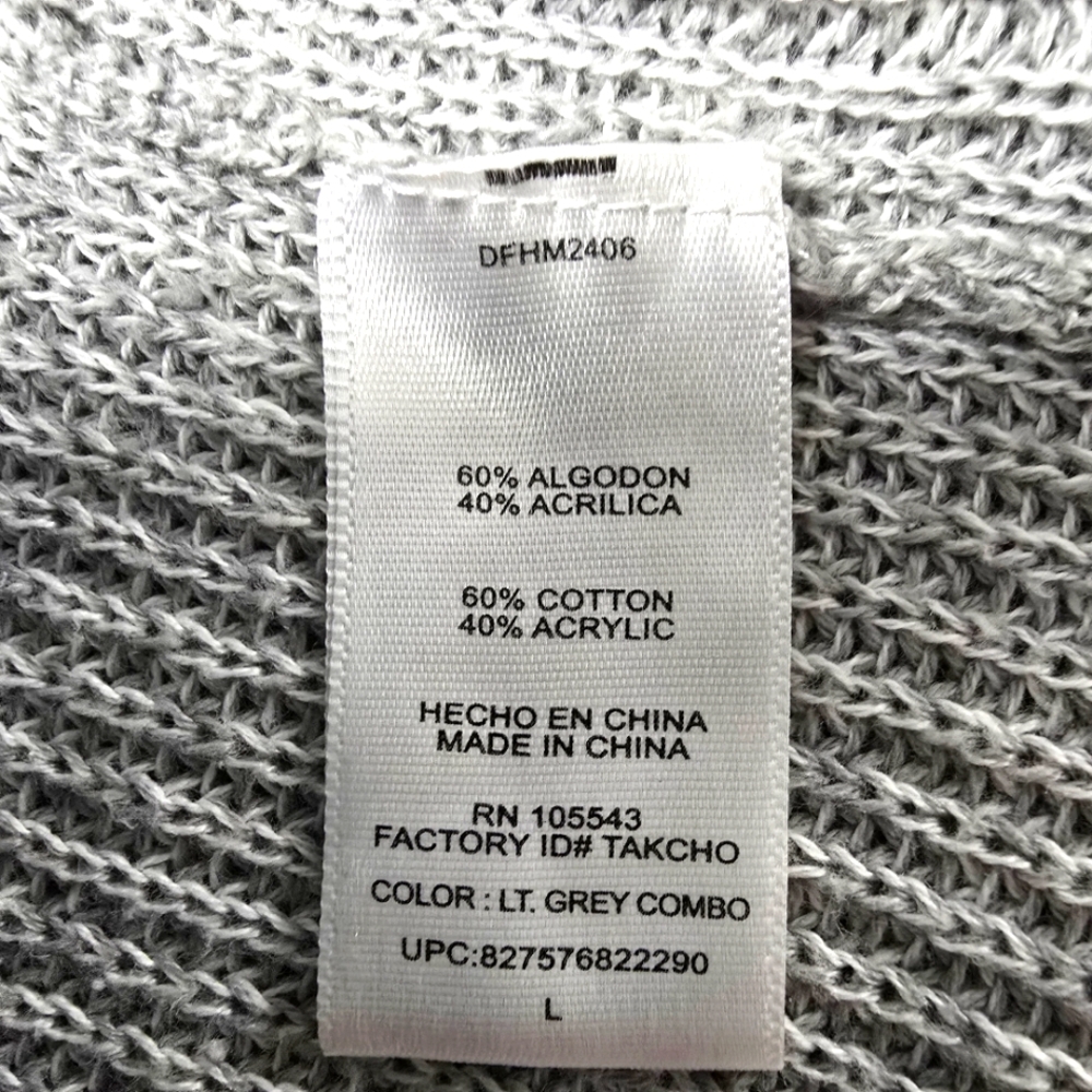 2/$30 Daisy Fuentes Grey Cable Knit Sweater Dress Size L - Picture 10 of 11